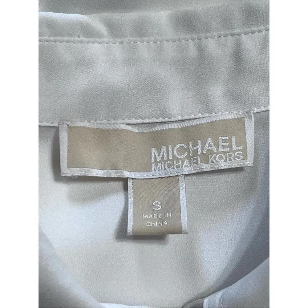 MICHAEL Michael Kors Short Sleeve Cold Shoulder Sheer Blouse Size S